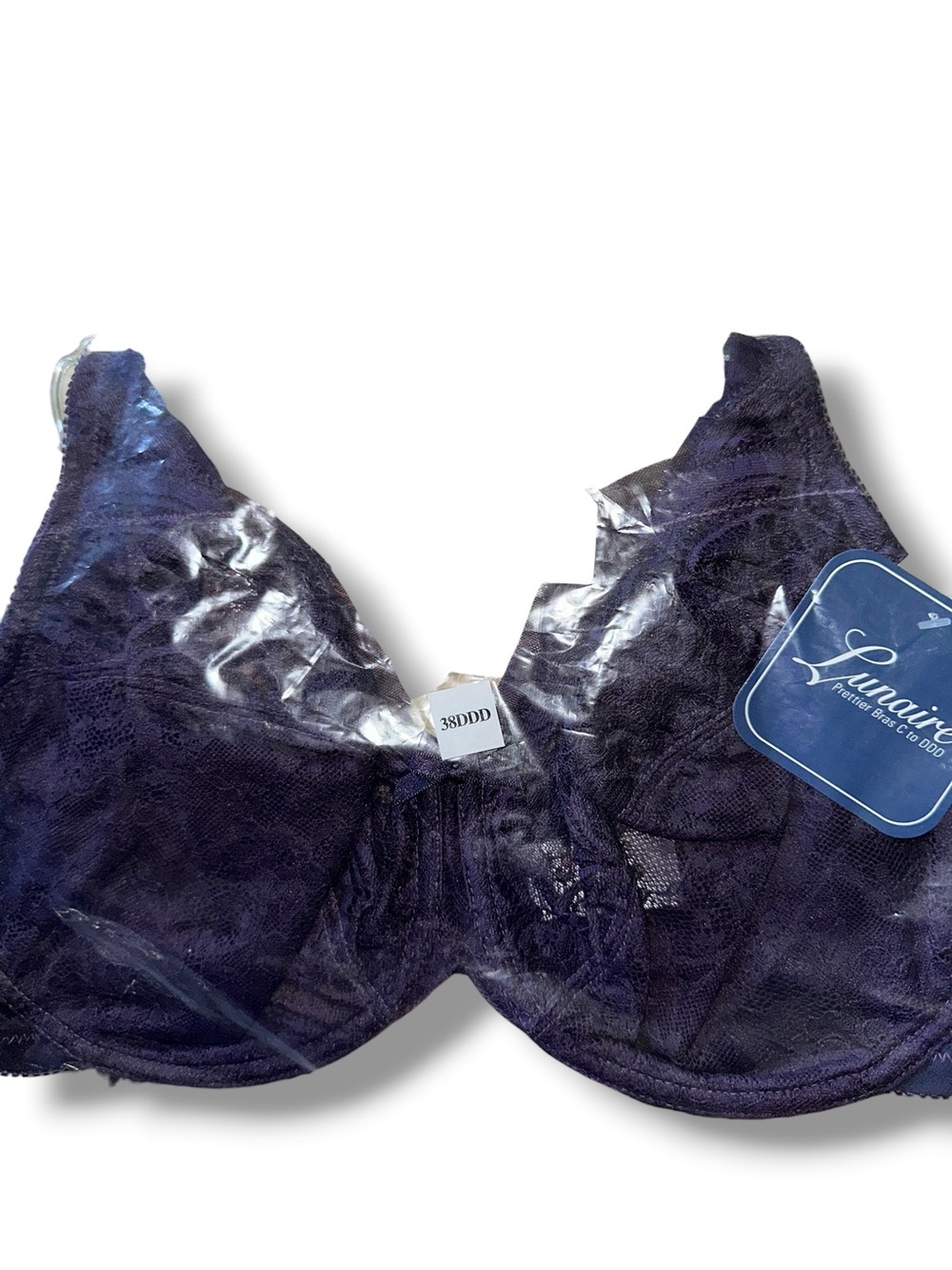 LUNAIRE sz 38DDD Chicago Style (#23411) Lace Underwire Bra in Navy - Supportive